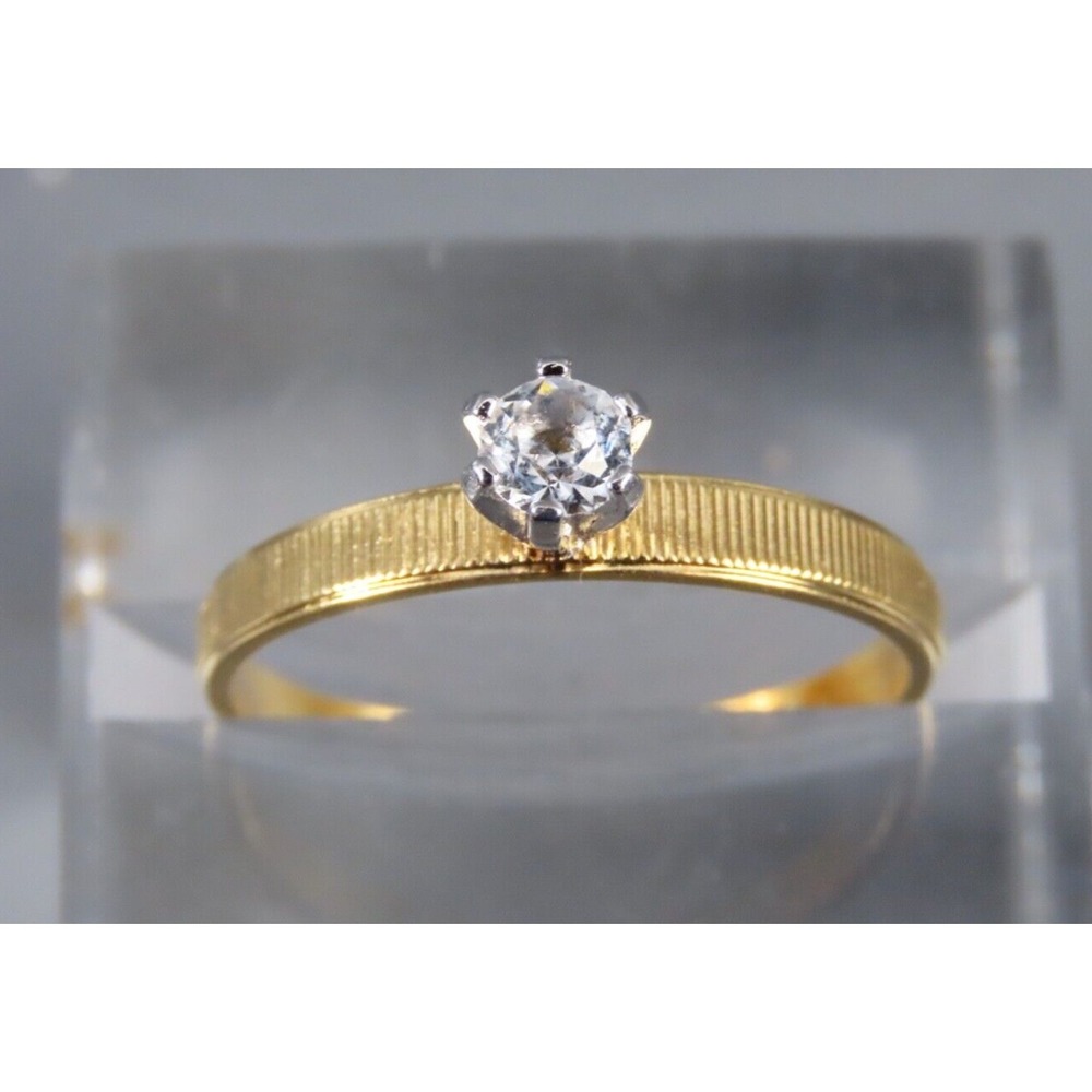 18K HGE HEAVY YELLOW GOLD PLATE Engagement Ring CLEAR CZ 1/4CT SOLITAIRE sz 9